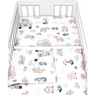 Baby Nellys povlečení Safari bílé 120 x 90 cm – Zboží Mobilmania