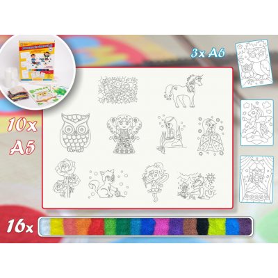 Radost v písku Velká sada PRO HOLKY Barevné pískování obrázků – Zboží Dáma