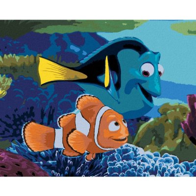 Diamondi Diamantové malování MARLIN A DORY (HLEDÁ SE NEMO) 40 x 50 cm vypnuté plátno na rám – Zboží Mobilmania