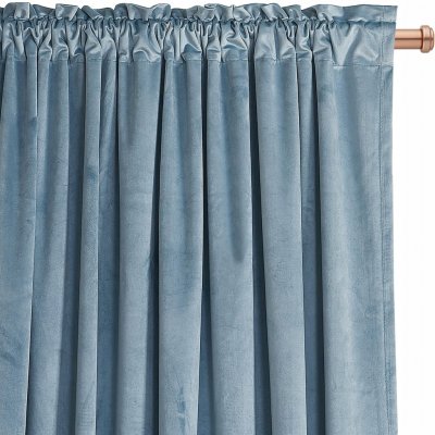 Závěs Páska VELUR do obývacího pokoje Ložnice PASTELOVÁ SVĚTLE MODRÁ 140x250 – Hledejceny.cz
