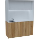 KUCH - CUBE PLUS 3 kuchyňka, vybavení - dřez + baterie, 2000x1480x600 mm, LED osvětlení, dvířka, ořech světlý/bílá – Sleviste.cz