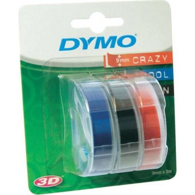 Páska Dymo Omega 9mm x 3m černý tisk/černý, modrý, červený podklad, 3D, 3ks, S0847750 – Hledejceny.cz