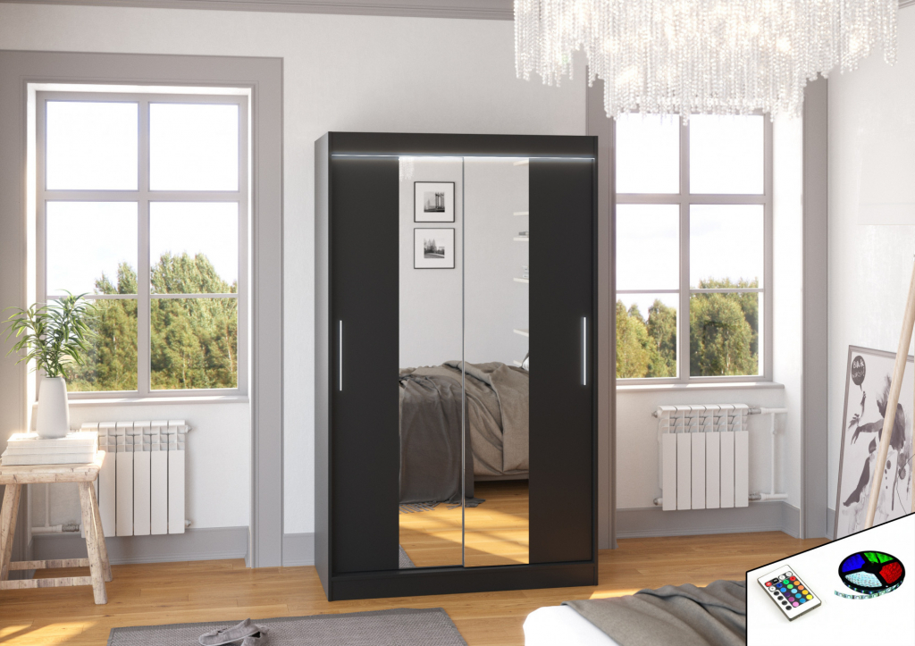 ADRK Furniture Santos 120 Black se zrcadlem