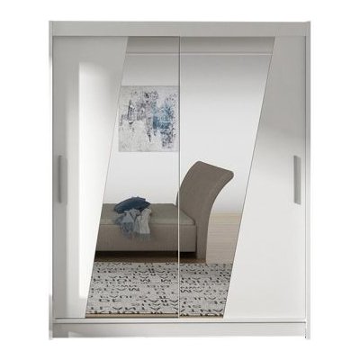 Kapol Westa XIV 150 cm s půleným zrcadlem a posuvnými dveřmi Matná bílá – Zboží Mobilmania