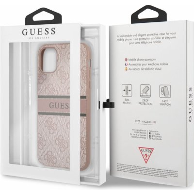 Pouzdro Guess PU 4G Printed Stripe iPhone 11 růžové