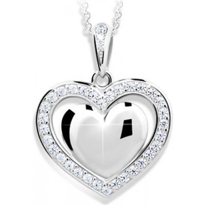 Gemmax Jewelry Přívěsek srdce z bílého zlata se zirkony model 2405 GLPWB 24181