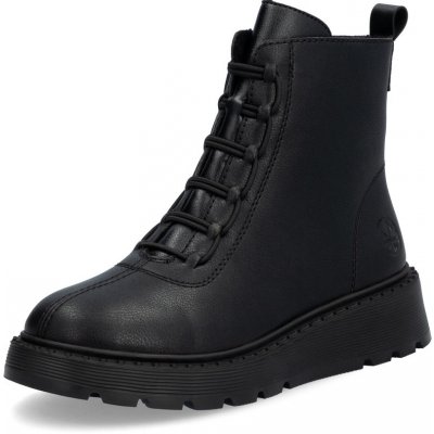 Rieker dámská kožená zimní obuv 70450-00 s podšívkou z ovčí vlny černá – Zboží Dáma