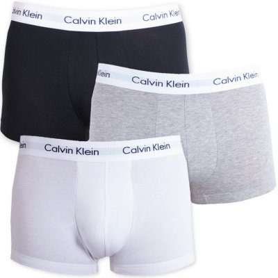 Calvin Klein boxerky Cotton Stretch Low Rise Trunk Grey Black White 3Pack – Zboží Mobilmania