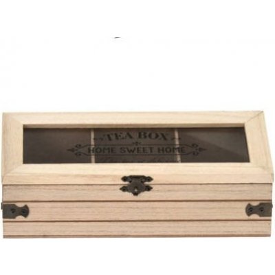 EH Excellent Houseware Dřevěná čajová krabička Sweet Home světle hnědá 24 x 9 x 9 – Zboží Mobilmania