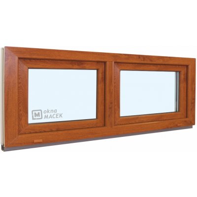 KNIPPING Plastové okno - 70 AD, 1800x600 mm, S/S, zlatý dub Sklo: čiré, Barva, imitace: zlatý dub/bílá (jednostranně) – Zboží Mobilmania