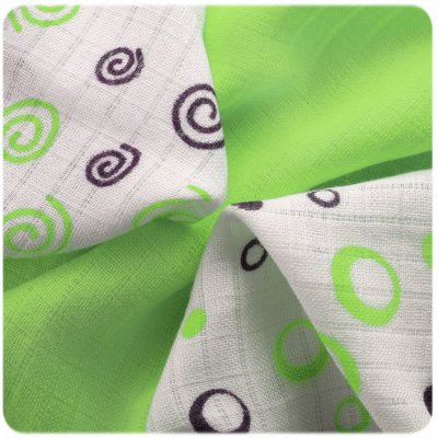 Kikko bambus pleny s potiskem 30 x 30 cm mix spirals and bubbles / lime mix 9 ks – Zbozi.Blesk.cz