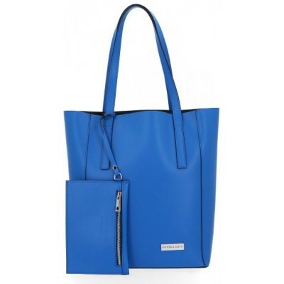 Vittoria Gotti kožené kabelka shopper bag modrá V3121