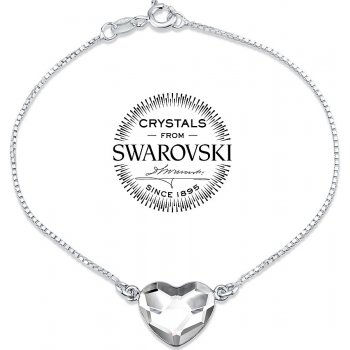 SILVEGO stříbrný náramek se Swarovski Crystals srdce čiré VSW061B