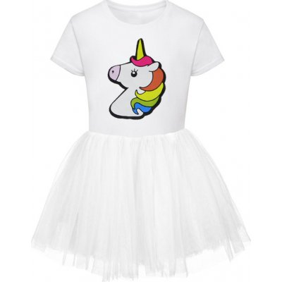SISI 5988 dětské šaty s tylovou sukní Jednorožec bílé