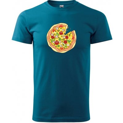 Pizza / Pizza kousek klasické pánské triko petrolejová – Zboží Mobilmania