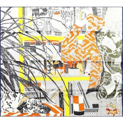 Mazzini Marco Mazzini hedvábný šátek abstraktní obraz al17a