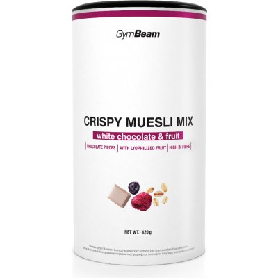 Crispy Muesli Mix GymBeam Bílá čokoláda ovoce 420 g – Zboží Dáma