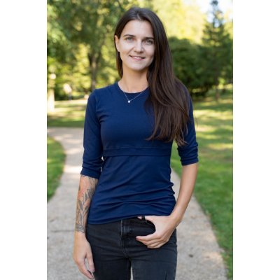 Jsem máma bambusové kojicí tričko s 3/4 rukávem navy blue – Zboží Dáma