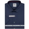 Pánská Košile AMJ pánská bavlněná košile krátký rukáv regular fit VKBR1376 tmavě modrá s půlkruhy
