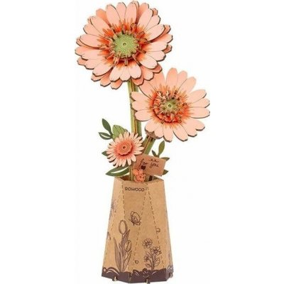 ROBOTIME Rowood 3D dřevěné puzzle Oranžová gerbera 105 ks – Sleviste.cz