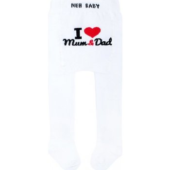 New Baby bavlněné punčocháčky bílé I Love Mum and Dad