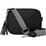 Dámská kožená kabelka crossbody s dlouhým širokým popruhem a třásněmi černá – Hledejceny.cz