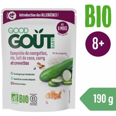 Good Gout BIO Krevety s rýží, cuketou a kokosovým mlékem 190 g – Zboží Dáma