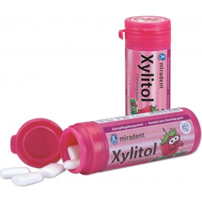 Miradent Xylitol DĚTSKÉ žvýkačky JAHODA 30 ks – Sleviste.cz