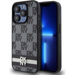 DKNY PU Leather Checkered Pattern and Stripe pro iPhone 14 Pro Max Black