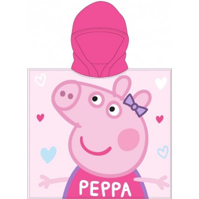 E plus M dívčí pončo osuška s kapucí Prasátko Peppa motiv Better together 55 x 110 cm