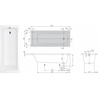 Villeroy & Boch Targa Plus 170 x 70 cm UBA177NES2V01 – Zboží Mobilmania