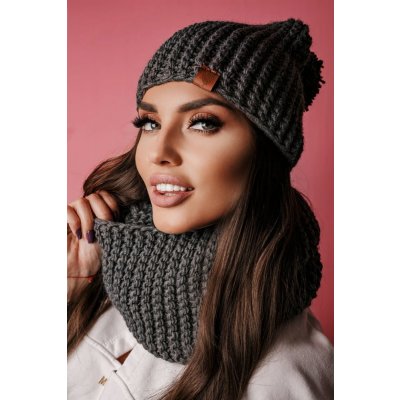 Fashionweek dámský zimní set čepice + šála komin NB1027 grafitová – Hledejceny.cz