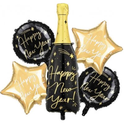 MojeParty Balónkový set Happy New Year černo- zlatý – Zboží Dáma