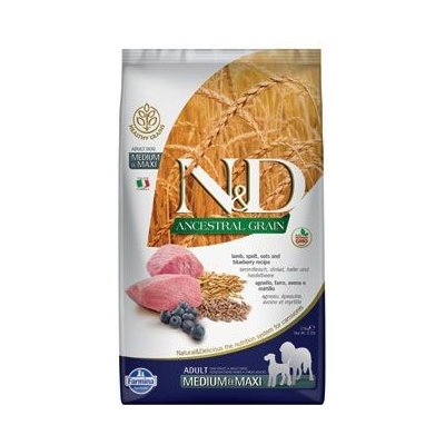 N&D Ancestral Grain Dog Adult Medium & Maxi Lamb & Blueberry 3 x 12 kg – Zboží Mobilmania