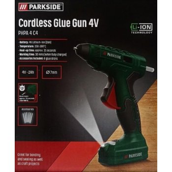 Parkside 4V rechargeable mini hot glue gun, battery operated phpa 4 c4  lidl. How to use. 