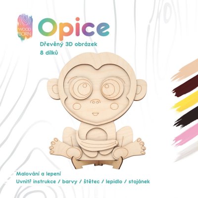 WoodBorn Opice Dřevěná 3D omalovánka – Hledejceny.cz