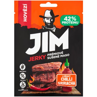 Jim Jerky Prémiové sušené maso hovězí s příchutí chilli Sriracha 23 g – Zboží Dáma