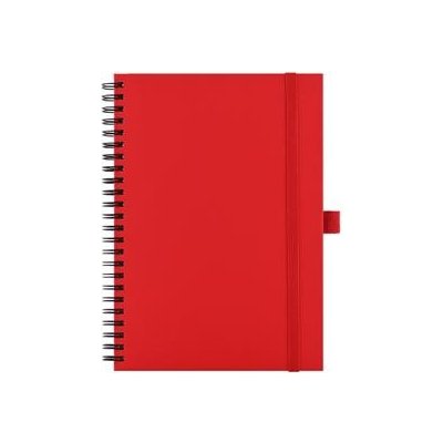 Notes koženkový SIMPLY A5 linkovaný červená/černá spirála