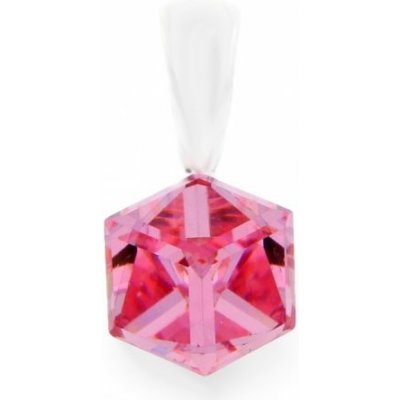 Spark Přívěsek se Swarovski Elements Cube Small, krystal ve tavru krychle světle růžové barvy WJ48416LR