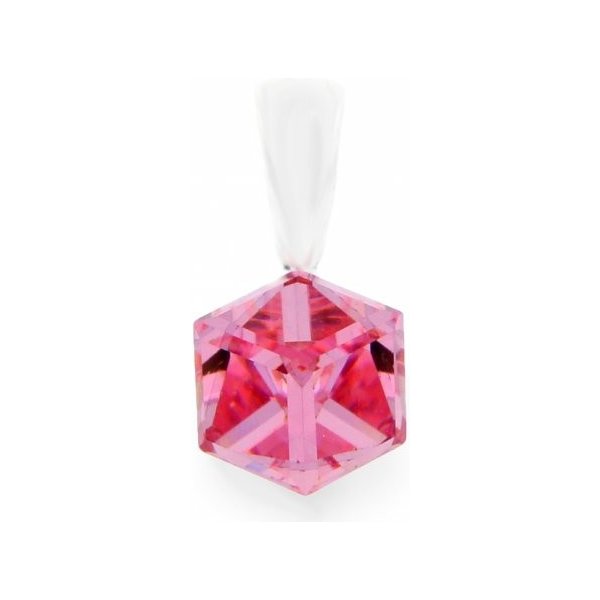 Přívěsek Spark Přívěsek se Swarovski Elements Cube Small, krystal ve tavru krychle světle růžové barvy WJ48416LR