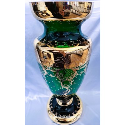 Váza otevřená se zlatem a smaltem 50 cm - Zelená – Zboží Mobilmania