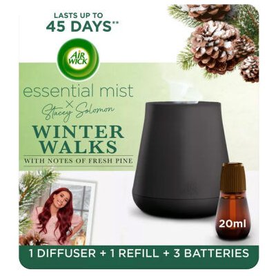 Air Wick Essential Mist Aroma difuzér černý na éterické oleje + náplň Winter Walks 20 ml – Zbozi.Blesk.cz