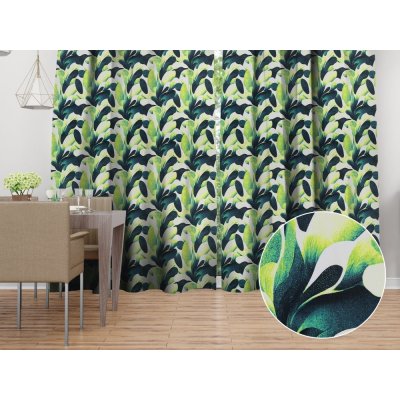 Biante Dekorační závěs Rongo RGP-505 Velké zelené listy 140x190 cm – Hledejceny.cz