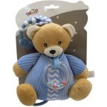 Teddies Medvěd natahovací hrací strojek s chrastítkem plyš 18x18cm modrý na kartě v sáčku – Zboží Mobilmania