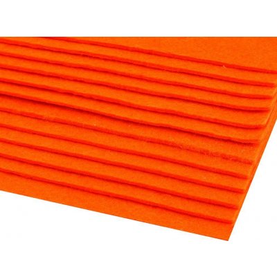 Látková dekorativní plsť / filc 20x30 cm, 12 ks 2 (F59) oranžová reflexní