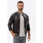 Ombre Clothing pánská koženková bunda Constanc tmavě hnědá – Sleviste.cz