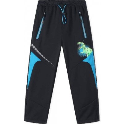 DĚTSKÉ SOFTSHEL KALHOTY S FLEECEM DINOSAURUS Tmavě modrá modrá – Zboží Mobilmania