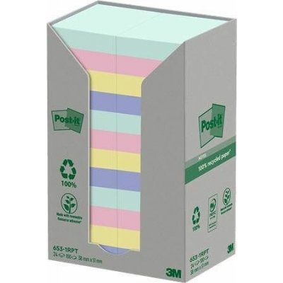 Samolepící bloček "Nature", mix pastelových barev, 38 x 51 mm, 24 x 100 listů, recyklovaný – Hledejceny.cz