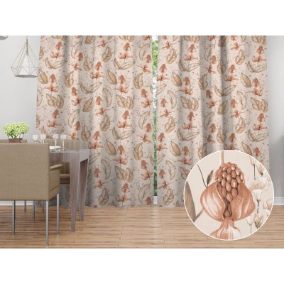 Biante Bavlněný závěs Sandra SA-786 Hnědorůžové rostliny na světle béžovém 150x140 cm – Hledejceny.cz