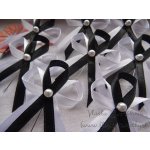 Svatební vývazek s perličkou - bílá / černá – Sleviste.cz